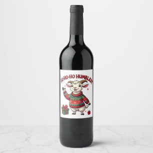Ho Ho Ho Santa Hat Christmas Santa Goat  Wine Label