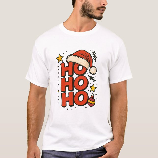Ho Ho Ho Santa Hat Christmas Tee (Front)