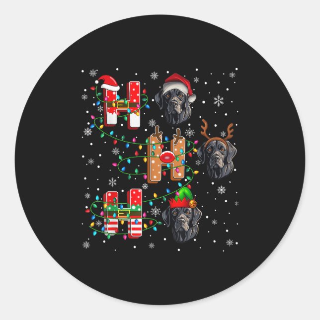 Ho Ho Ho Santa Hat Elf Matching Labrador Retriever Classic Round Sticker (Front)