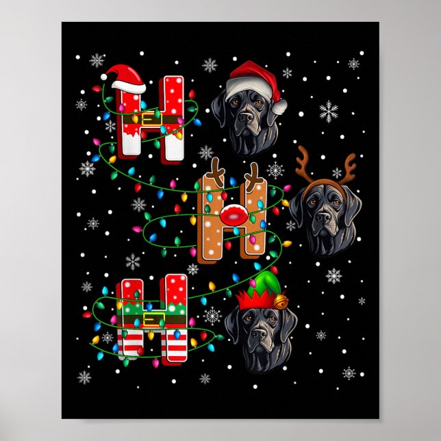 Ho Ho Ho Santa Hat Elf Matching Labrador Retriever Poster (Front)