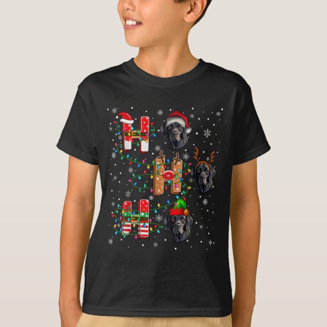 Ho Ho Ho Santa Hat Elf Matching Labrador Retriever T-Shirt (Front)