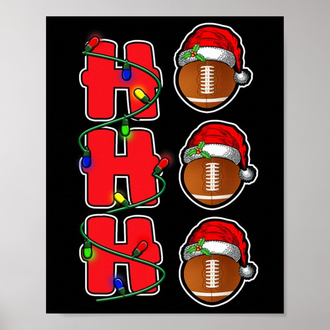 Ho Ho Ho Santa Hat Football Ball Christmas Fun Men Poster (Front)