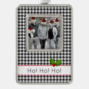 Ho! Ho! Ho! Santa Hats Family Photo Holly Festive Silver Plated Framed Ornament