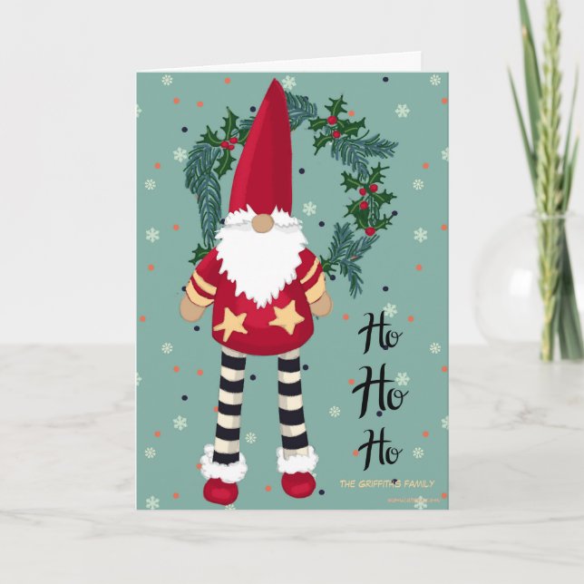 HO HO HO Santa is here. Customisable Holiday Card (Front)