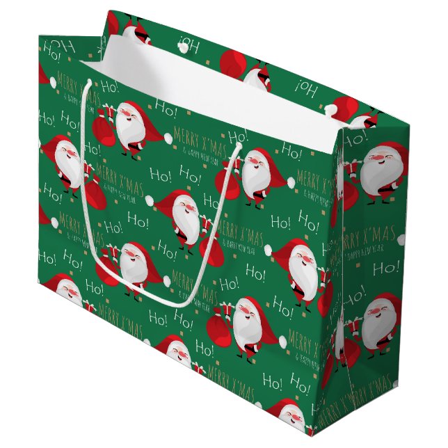 Ho Ho Ho Santa Large Gift Bag (Front Angled)