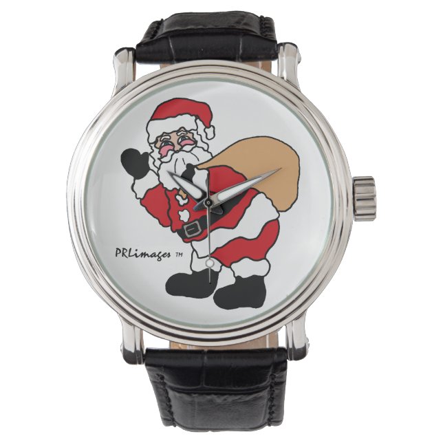 Ho Ho Ho Santa Leather Strap Watch (Front)