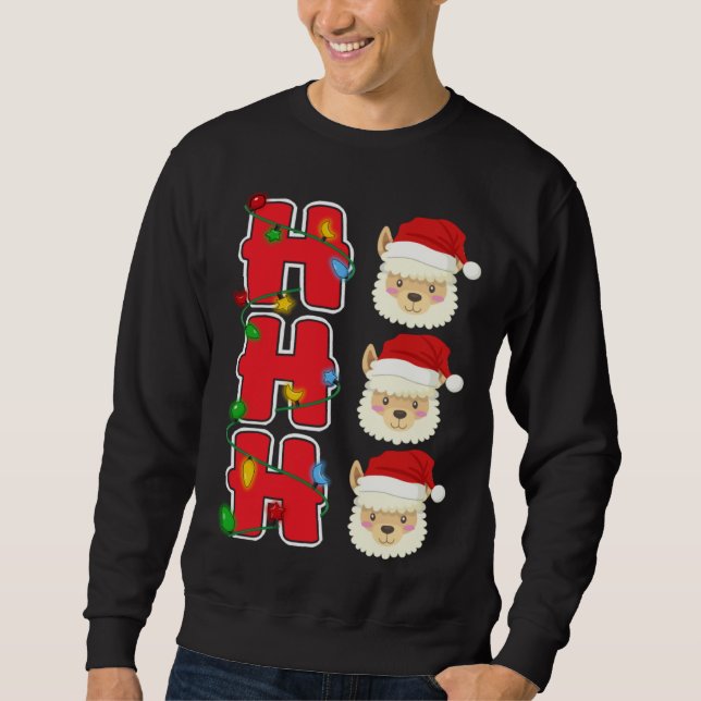 Ho Ho Ho Santa Llama Christmas Sweatshirt (Front)