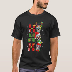 Ho Ho Ho Santa Mexican Skull Christmas Funny Sugar T-Shirt