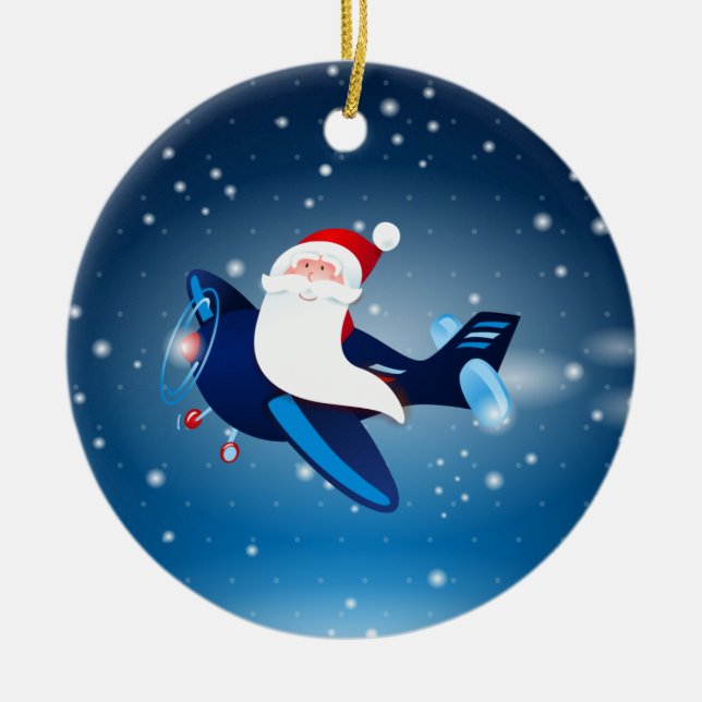Ho ho ho! Santa on the aeroplane, ornament (Front)