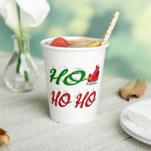 Ho Ho Ho Santa Sleigh Christmas script  Paper Cups