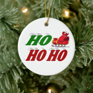 Ho Ho Ho Santa Sleigh Christmas typography Ceramic Ornament