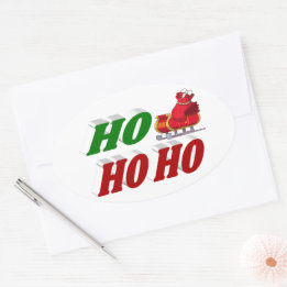Ho Ho Ho Santa Sleigh Christmas typography Oval Sticker
