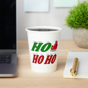 Ho Ho Ho Santa Sleigh Christmas typography Paper Cups