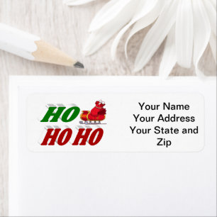 Ho Ho Ho Santa Sleigh Christmas typography Return Address Label