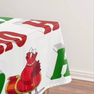 Ho Ho Ho Santa Sleigh Christmas typography Tablecloth