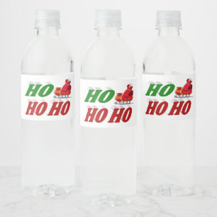 Ho Ho Ho Santa Sleigh Christmas typography Water Bottle Label