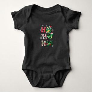 Ho Ho Ho Santa Turtles Christmas Ornaments Decor Baby Bodysuit