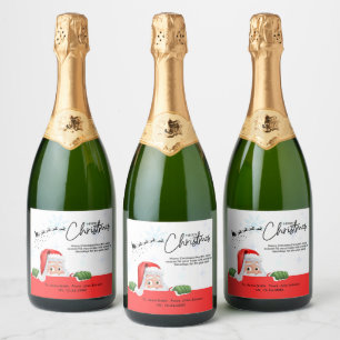 HO HO HO SANTA XMAS TEXT SPARKLING WINE LABEL