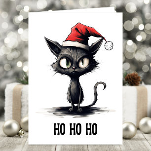 Ho Ho Ho Sarcastic Cat Christmas Card