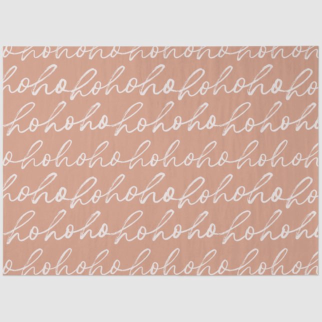 Ho Ho Ho Script Brown White Christmas Tissue Paper (Front)