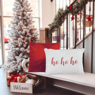 Ho Ho Ho Scripted Red and White Christmas Decorative Cushion