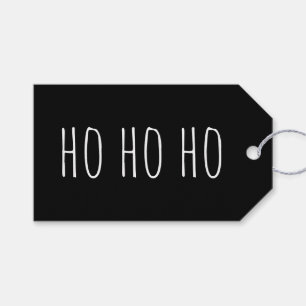 HO HO HO Secret Santa Black Christmas Holiday Gift Tags