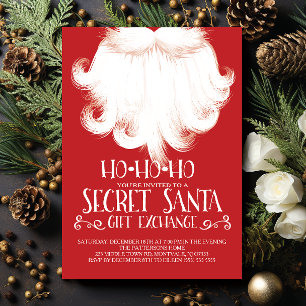 HO HO HO Secret Santa Christmas Party Invitation