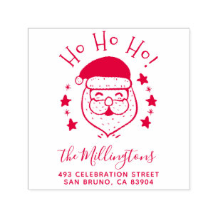 Ho Ho Ho! Smiling Santa Christmas Return Address Self-inking Stamp