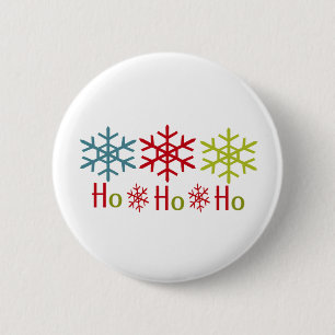 Ho Ho Ho Snowflake Christmas 6 Cm Round Badge