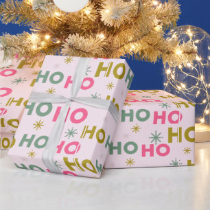 Ho Ho Ho Snowflakes Pastel Modern Christmas Wrapping Paper