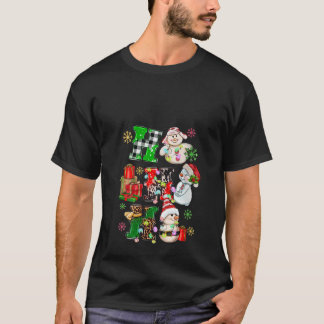 Ho Ho Ho Snowman Santa Hat Leopard Buffalo Plaid P T-Shirt
