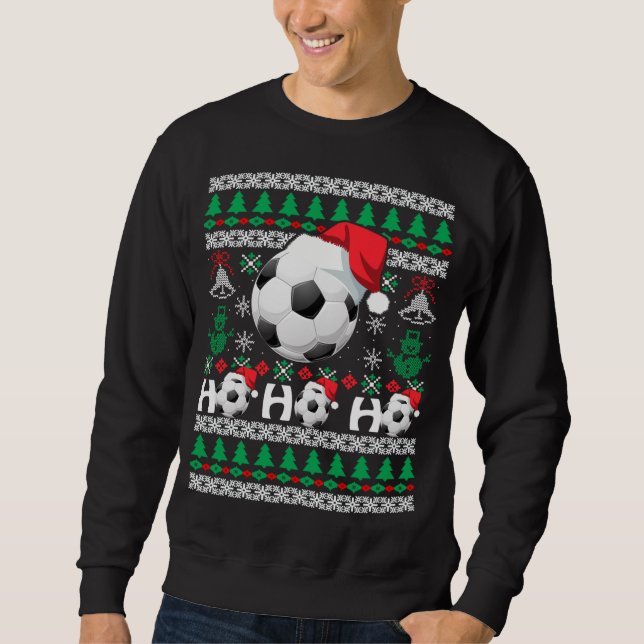 HO HO HO Soccer Ugly Christmas Sweater santa Hat G (Front)