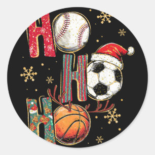 Ho Ho Ho Sports Christmas Sell Soccer Sketll Classic Round Sticker