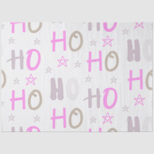 Ho Ho HO Stars Pastel Pink Purple Grey Christmas Tissue Paper