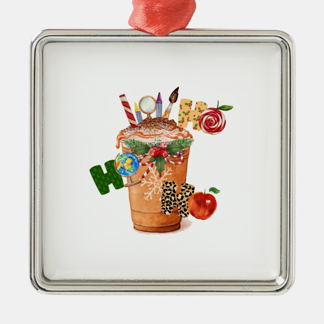 Ho Ho Ho Teacher Metal Ornament (Front)