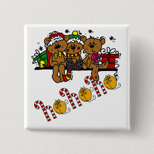 Ho Ho Ho Teddy Bears 15 Cm Square Badge