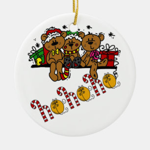 Ho Ho Ho Teddy Bears Ceramic Ornament