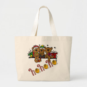 Ho Ho Ho Teddy Bears Large Tote Bag