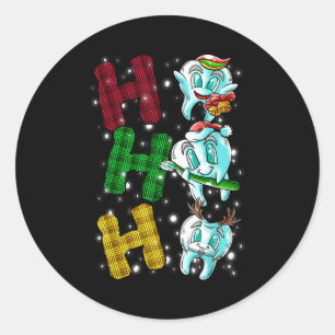 Ho Ho Ho Teeth Santa Claus Dentist Ugly Christmas Classic Round Sticker