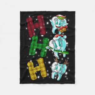 Ho Ho Ho Teeth Santa Claus Dentist Ugly Christmas  Fleece Blanket