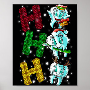 Ho Ho Ho Teeth Santa Claus Dentist Ugly Christmas  Poster