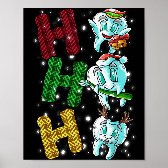 Ho Ho Ho Teeth Santa Claus Dentist Ugly Christmas  Poster (Front)