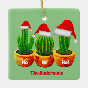 Ho Ho Ho Three Cactus Christmas Ornament Custom