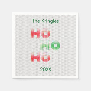 Ho Ho Ho Typography Christmas Sweater Napkin