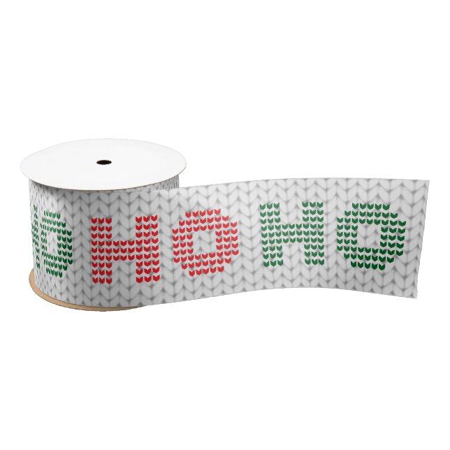 Ho Ho Ho Typography Christmas Sweater Satin Ribbon (Spool)