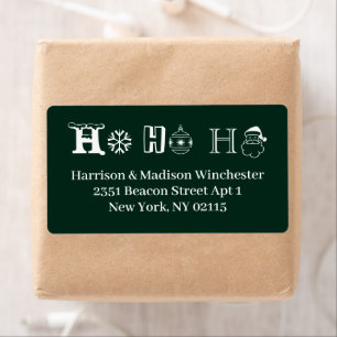 Ho Ho Ho typography dark pine green Christmas