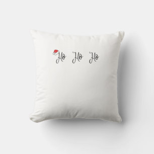 Ho Ho Ho wearing a red santa hat Cushion