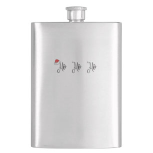 Ho Ho Ho wearing a red santa hat Hip Flask