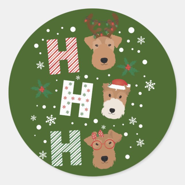 Ho Ho Ho Welsh Terrier Merry Christmas Classic Round Sticker (Front)