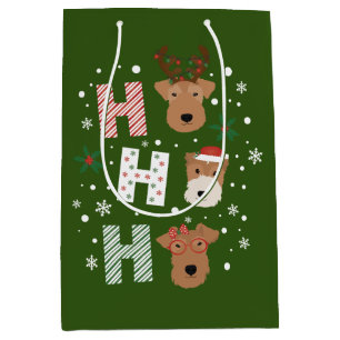 Ho Ho Ho Welsh Terrier Merry Christmas Medium Gift Bag